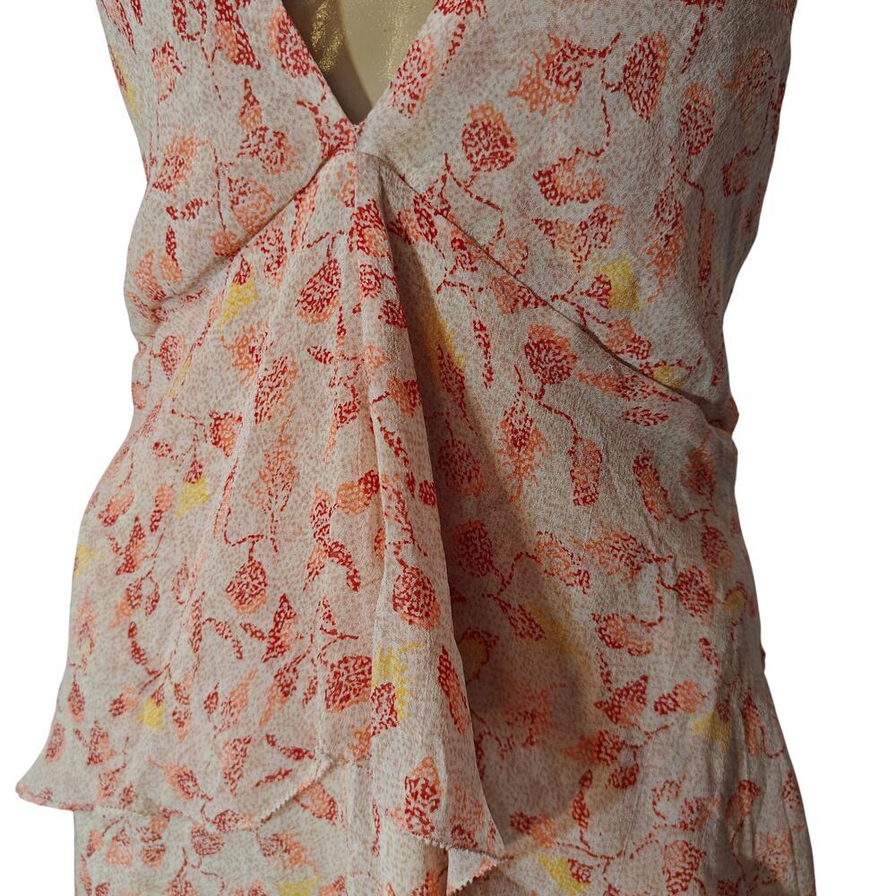 ZARA Floral Layered Ruffle Mini Dress Pink Print Spaghetti Straps Size M - Picture 3 of 8